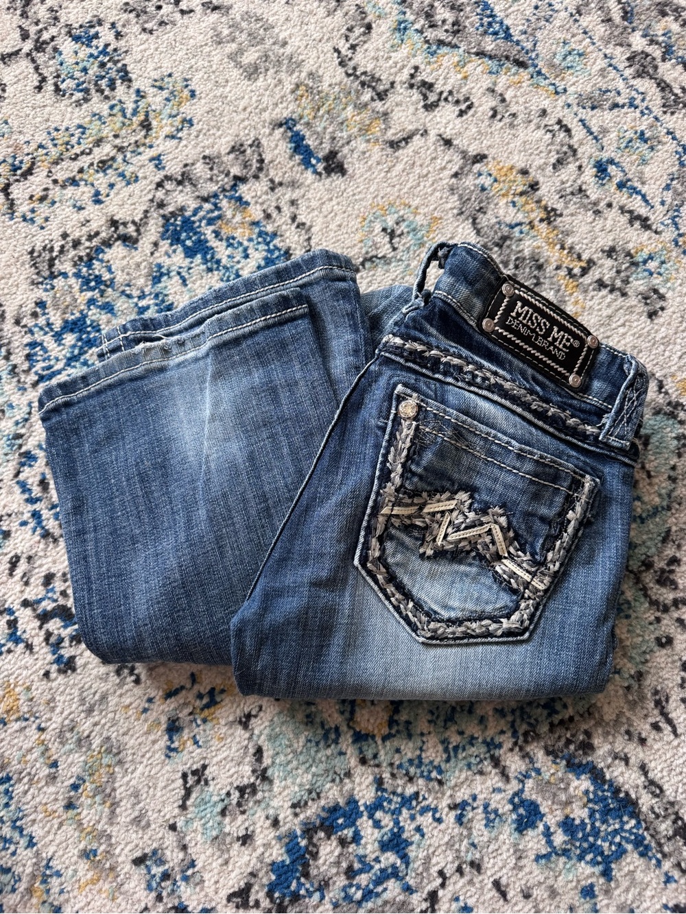 Miss Me Blue Boot Cut Jeans with Embroidered Back Pocket